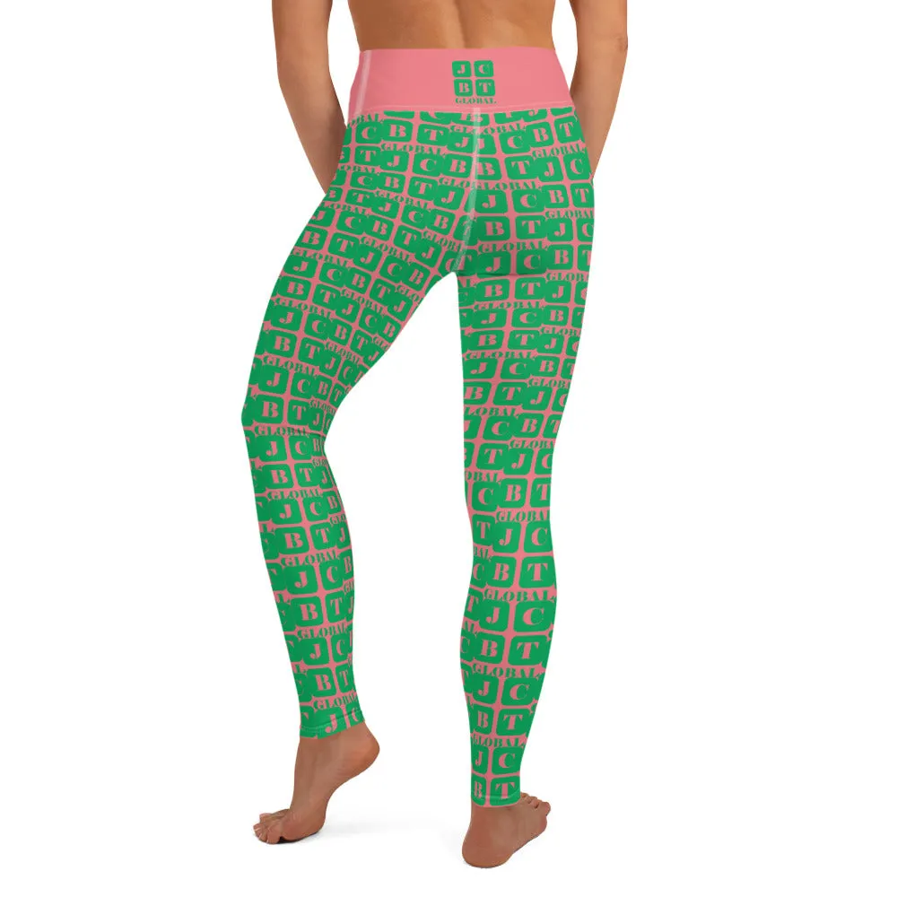 Yoga Leggings "2021-0391 Pink (Green Logo)"
