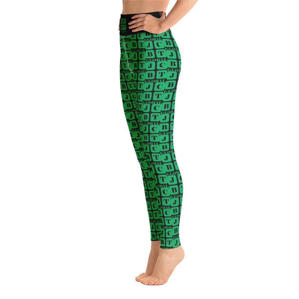 Yoga Leggings "2021-0451 Black (Green Logo)"