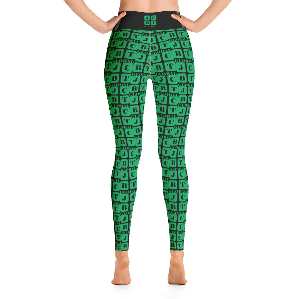 Yoga Leggings "2021-0451 Black (Green Logo)"