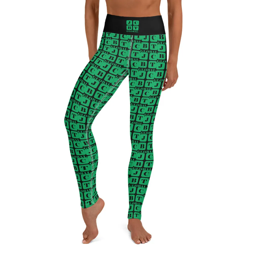 Yoga Leggings "2021-0451 Black (Green Logo)"