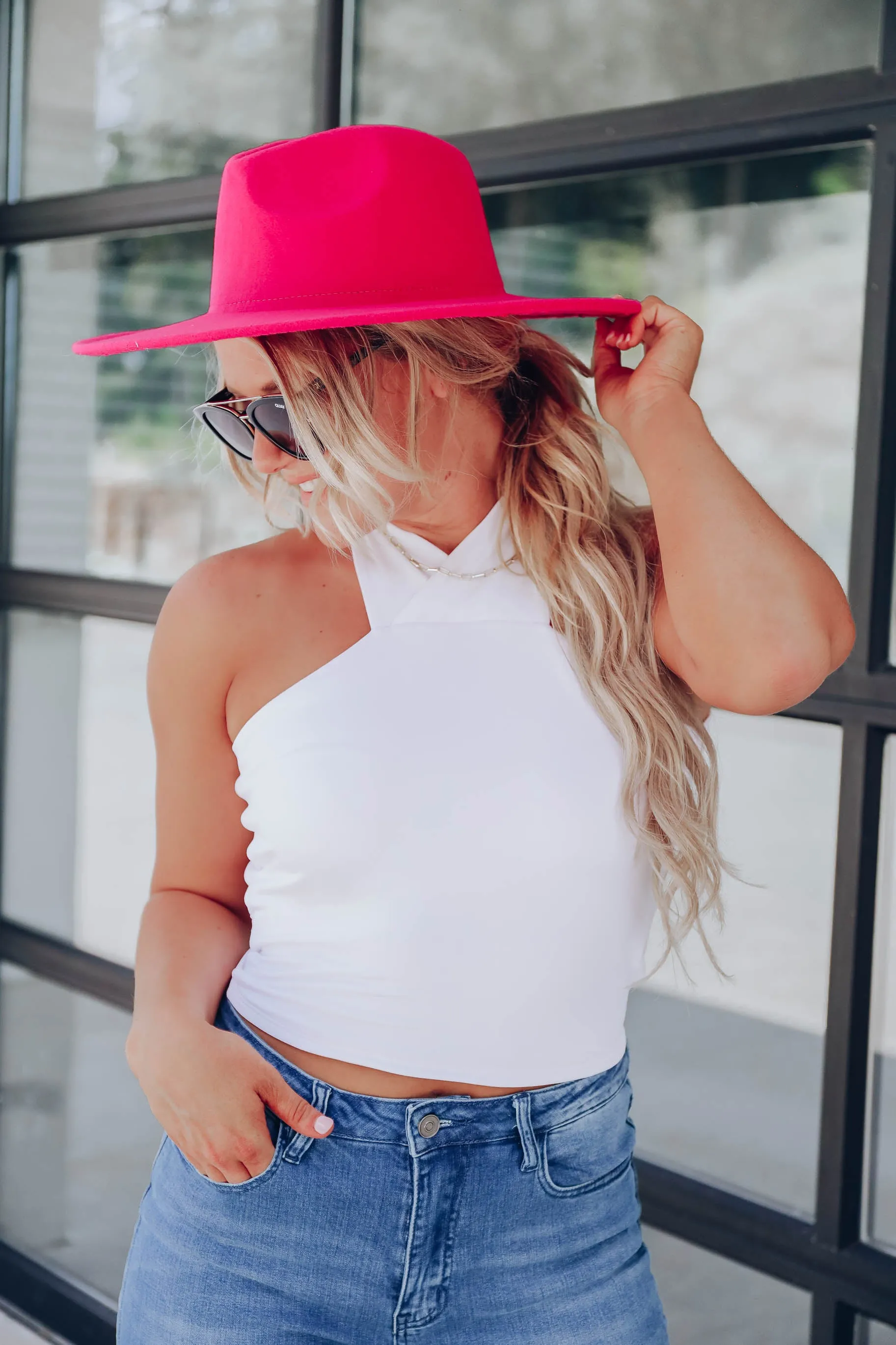 Yours Truly Tie Back Top - White