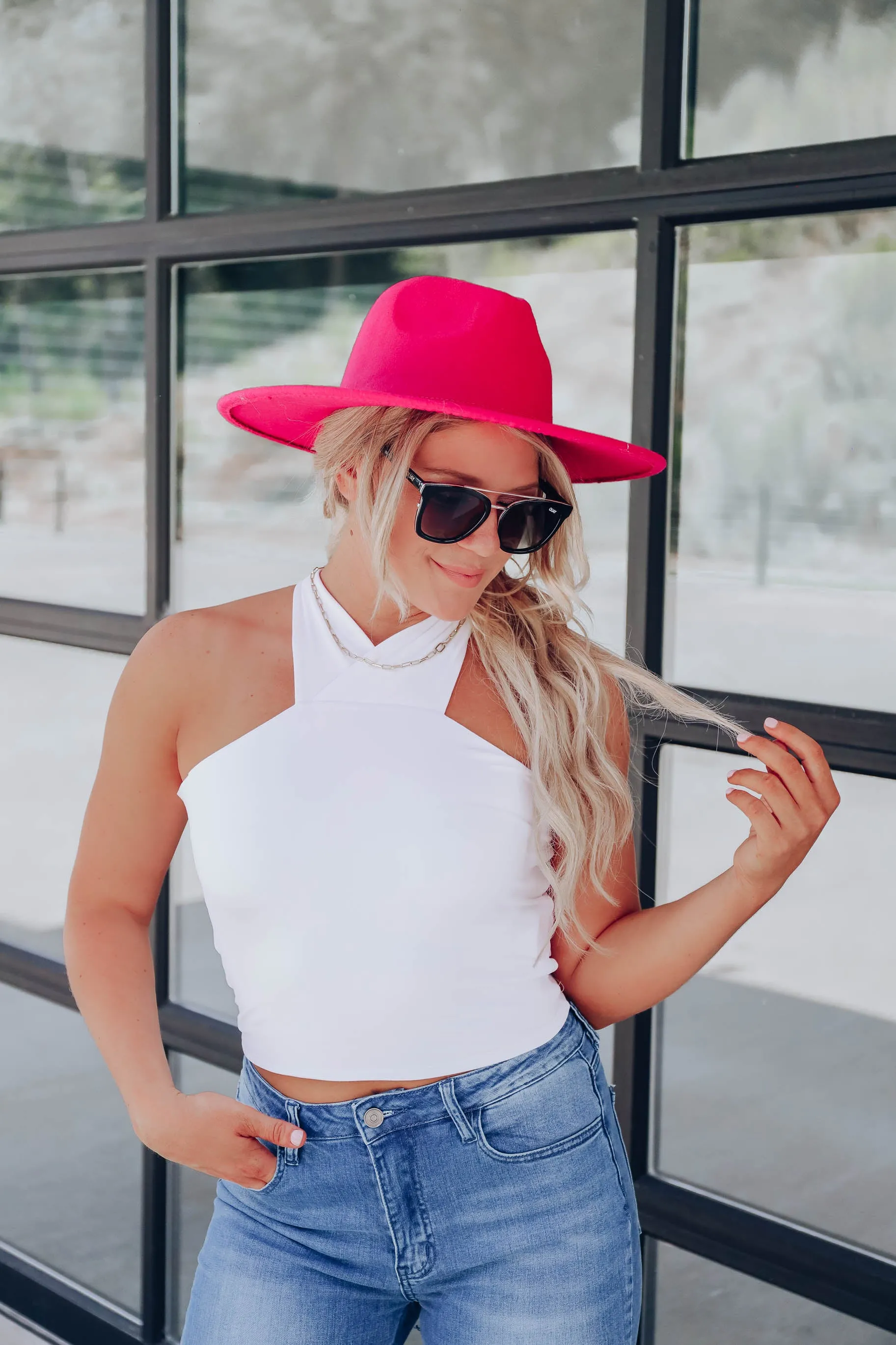 Yours Truly Tie Back Top - White