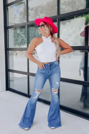 Yours Truly Tie Back Top - White