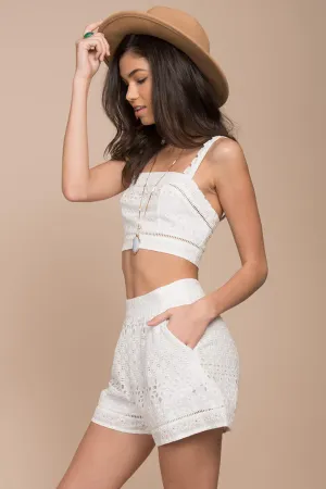 Zaniyah Crochet Top White
