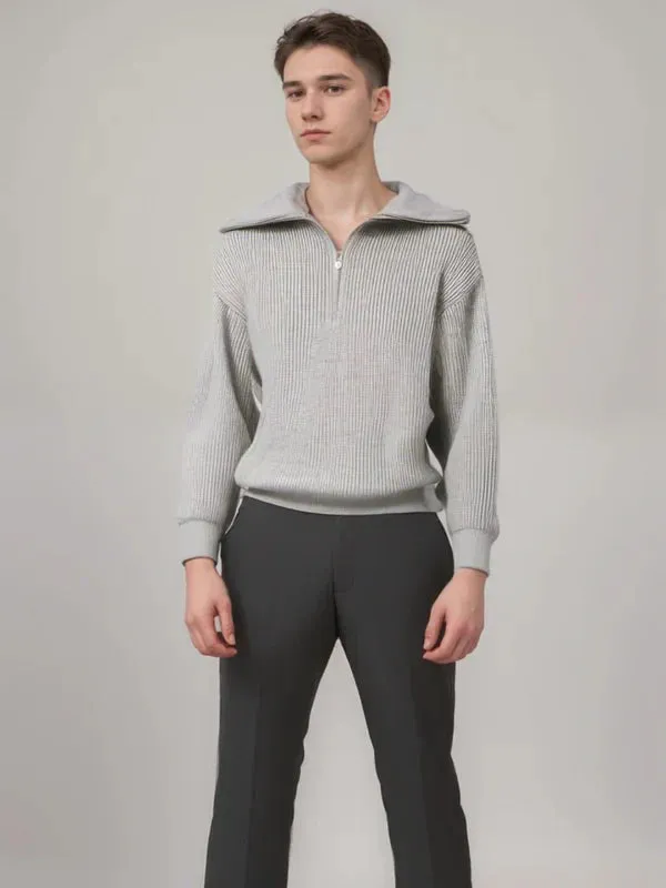 Zip-front striped sweater