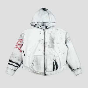ZIP-UP HOODIE WITH EMBROIDERED BARBED WIRE
