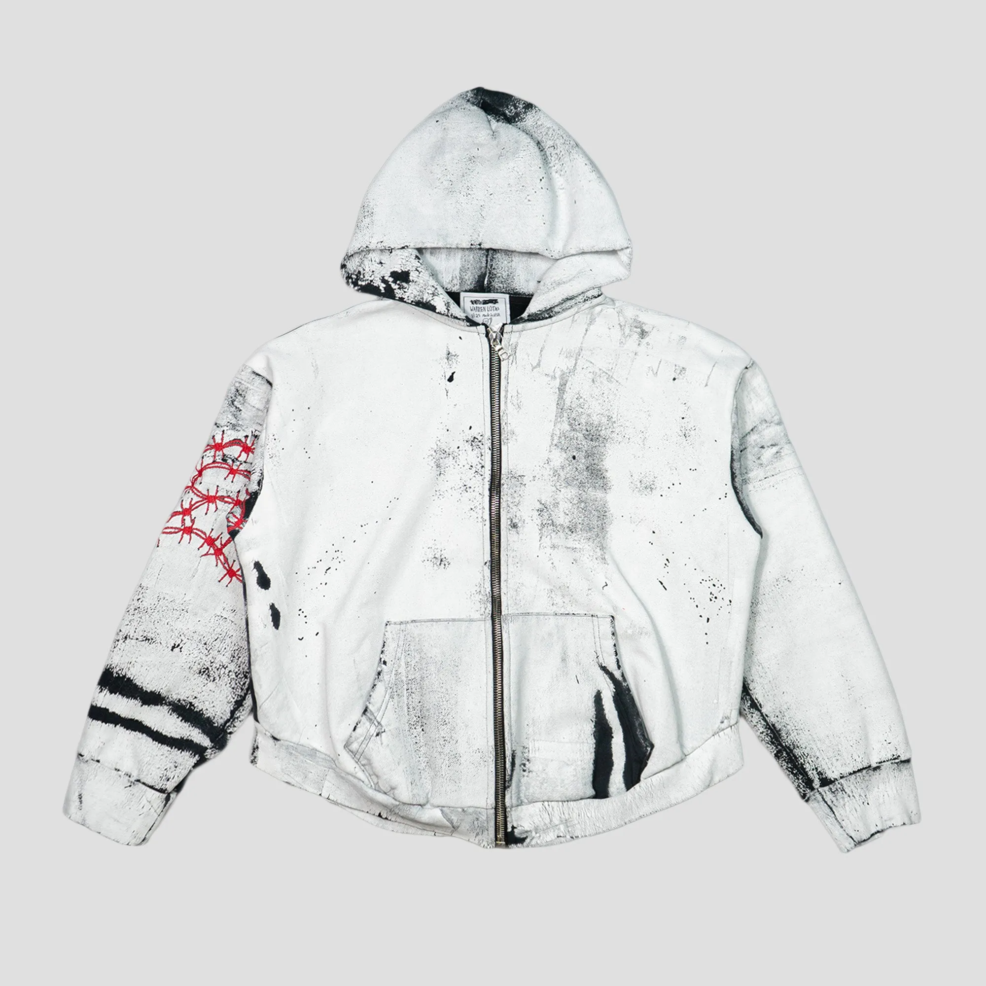 ZIP-UP HOODIE WITH EMBROIDERED BARBED WIRE