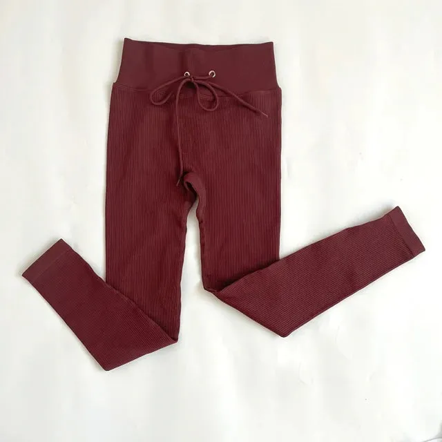 Zipper Seamless Yoga Set for Women - Short Sleeve Crop Top and Drawstring Leggings